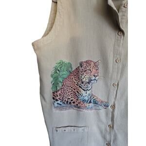 Cottonseed Womens Sleeveless Beige Button Front Top Size M Made in USA